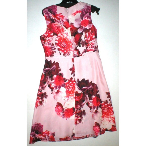 NWT New Designer Carolina Herrera $2490 Pink Silk Dress Flowers Red 12 Womens - Picture 9 of 12